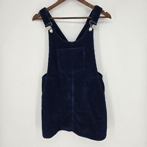 Zara Blue Corduroy Mini Overall Dress Small